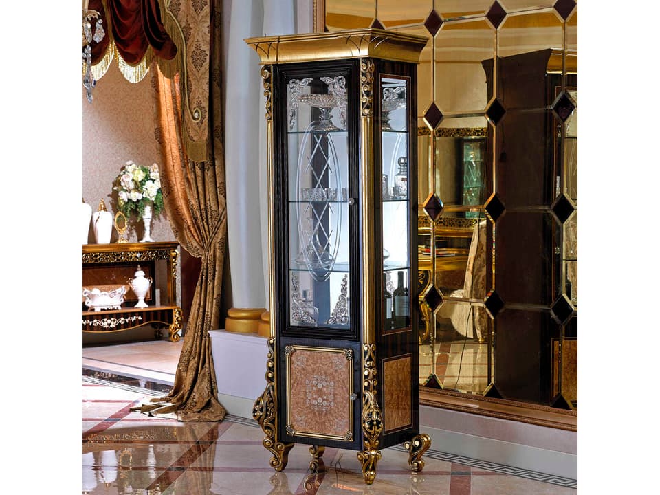 E-61 Hardwood Single Display Cabinet with Glass Panels