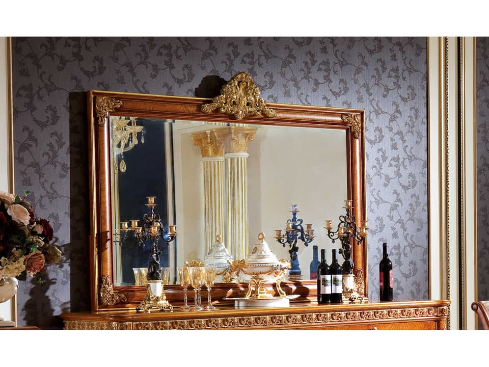 E-62 Wall Mirror Landscape in Walnut Finish