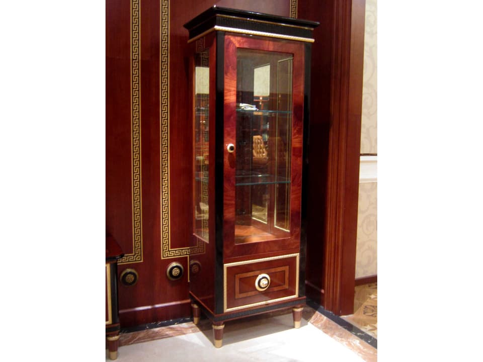 E-68 Single Door Cherry Wood Display Cabinet
