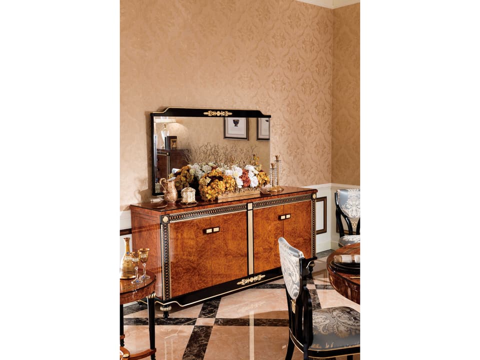E-69 Wall Mirror Landscape with Ornate Antique Gold Frame