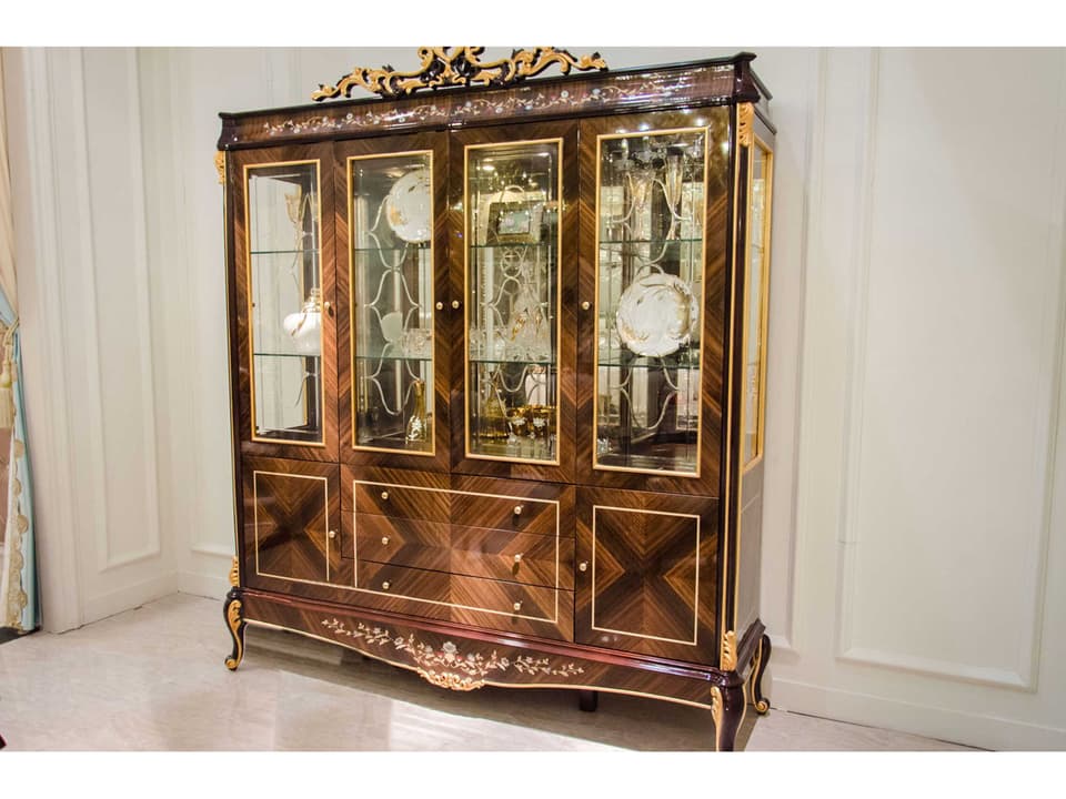 E-70 4-Door Hardwood Display Cabinet with Glass Doors