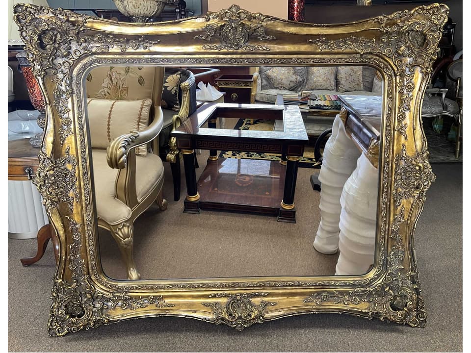 Fon Ornate Traditional Gold Framed Rectangular Wall Mirror