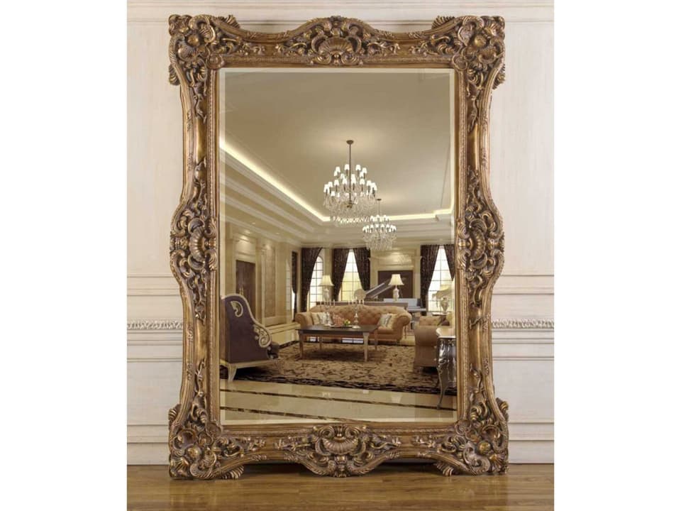 Fon Rectangular Wall Mirror in Antique Bronze Wood