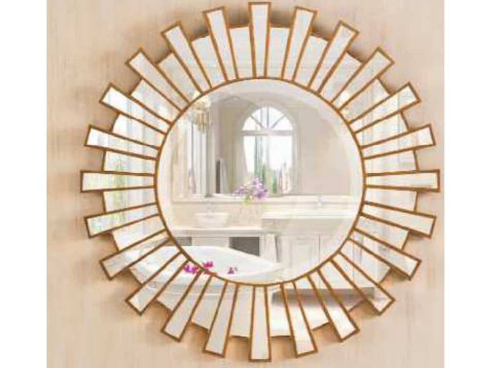 Fon Round Wall Mirror Antique Gold Sunburst