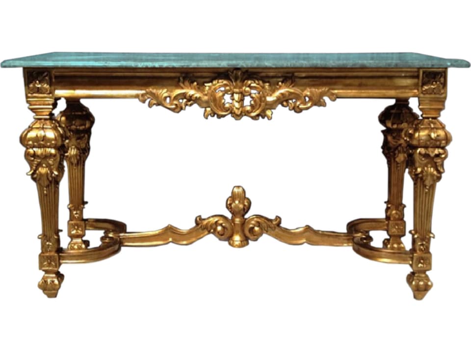 Fon Rectangular Marble Console Table with Green Top