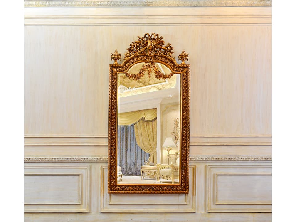 Fon Wall Mirror Vertical Gold Leaf Gilded