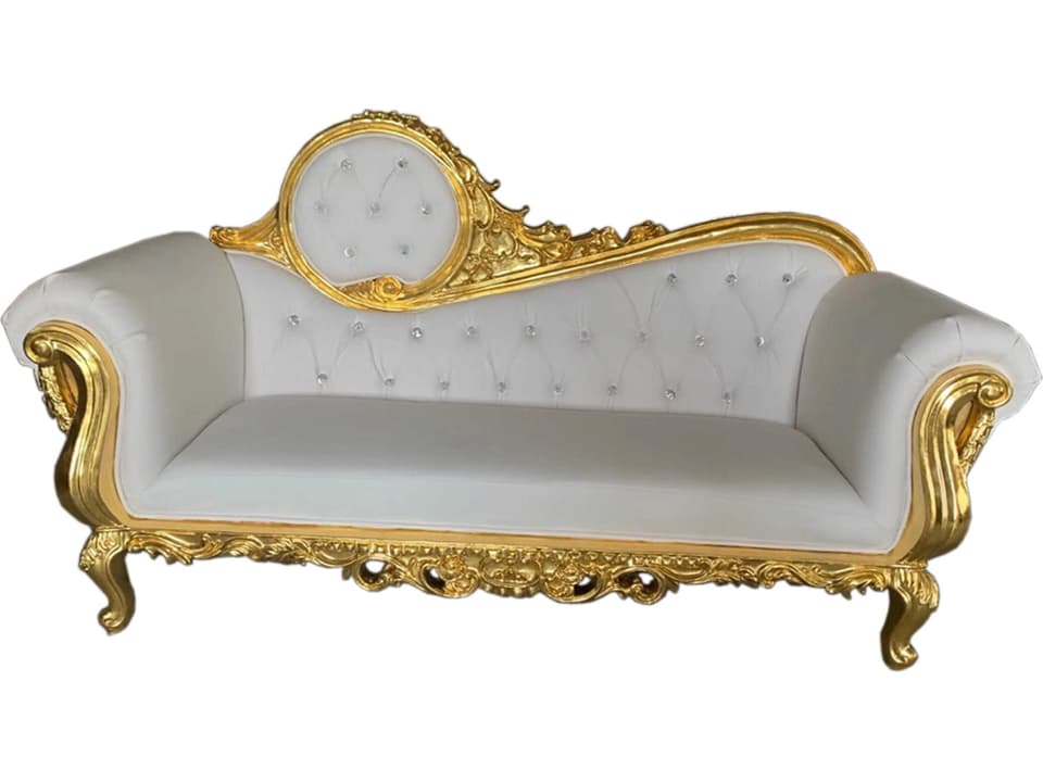 Inf White Faux Leather Chaise Lounge with Tufted Back