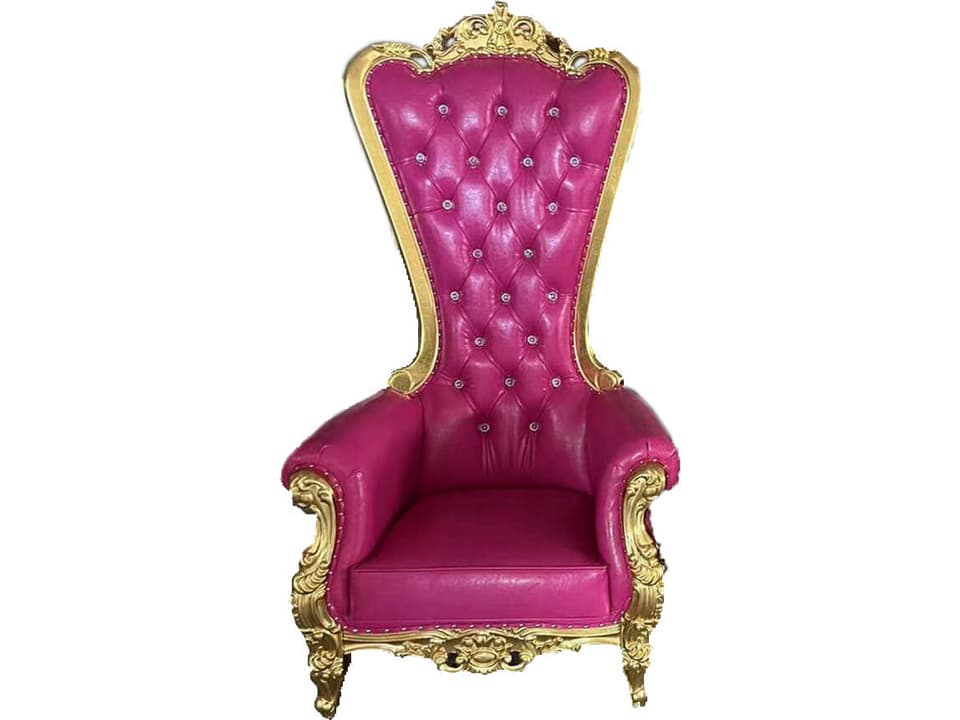 Infinity Pink Faux Leather High-Back Club Chair with Gold Trim
