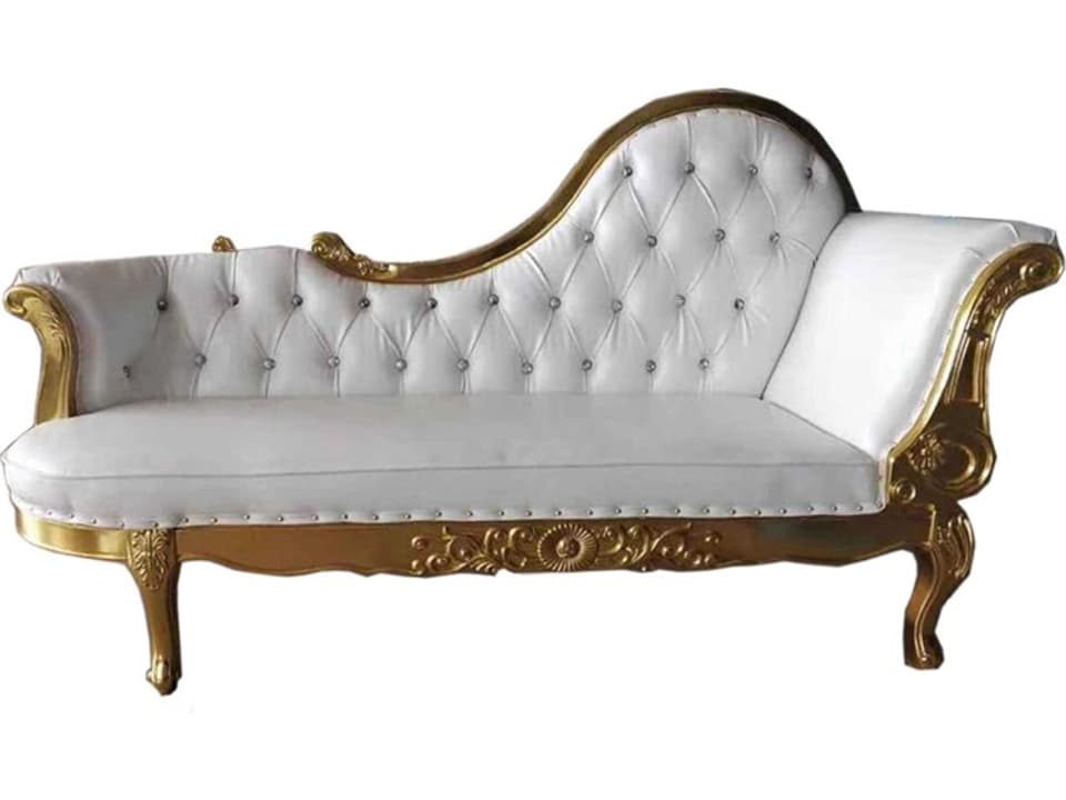 Inf White Faux Leather Right-Facing Chaise Lounge