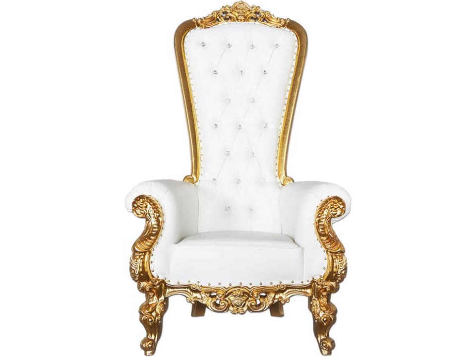 Inf White Faux Leather High Back Throne Club Chair with Silver Frame