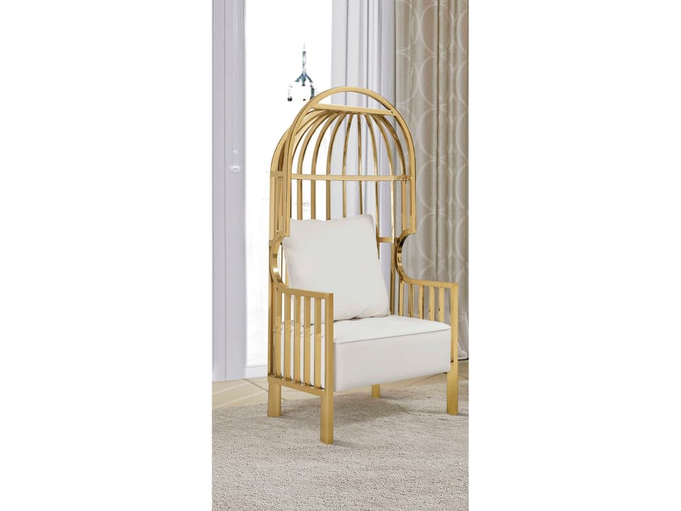 Lux18 Gold Velvet Accent Chair High Back Dome