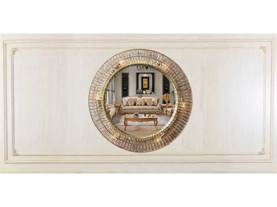 Rinfh-10 Round Crystal Illuminated Wall Mirror