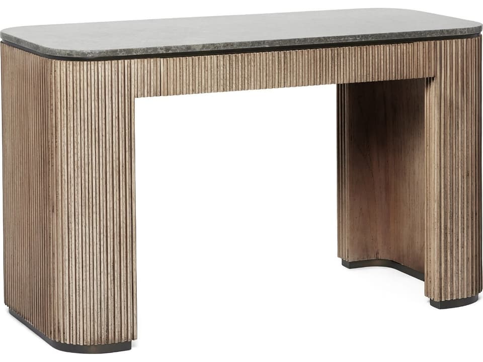 Morrison Writing Desk in Washed Taupe Fossil Deep Bronze Natural Mindi Wood