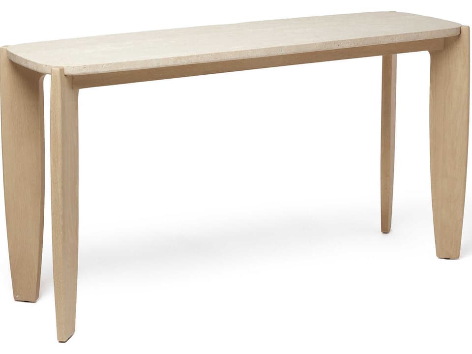 Rocco Rectangular Stone Raw Travertine Saddle Console Table