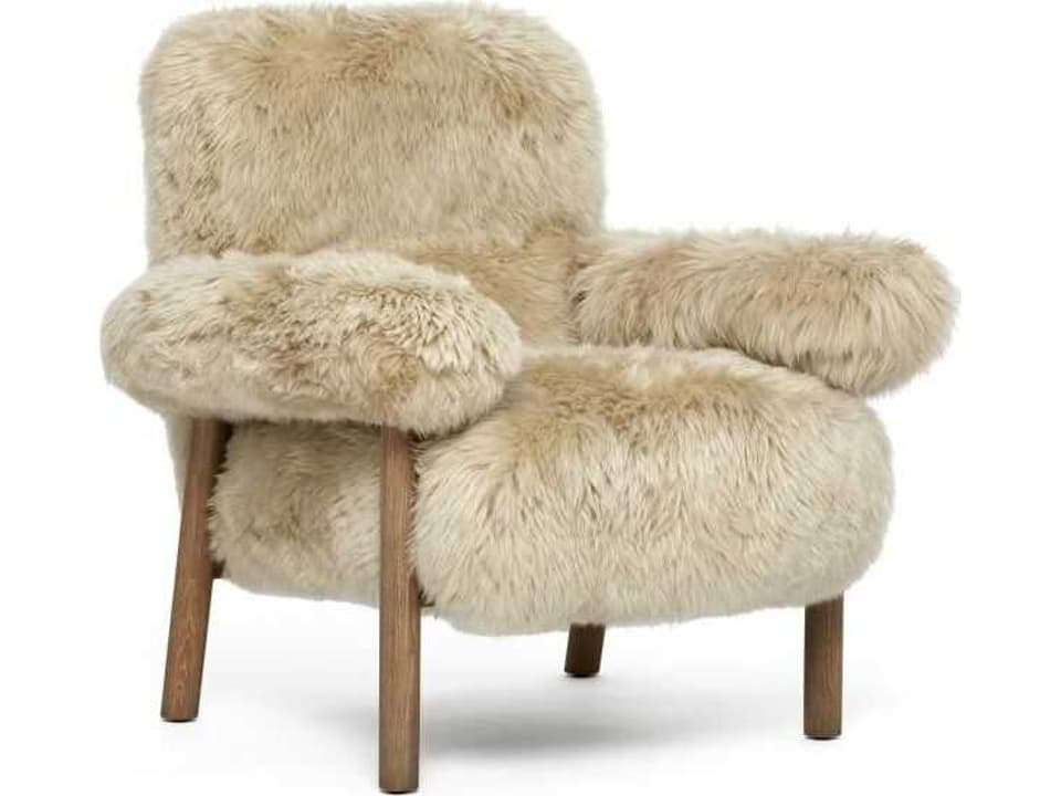Nolan Tibetan Lambskin Fur Accent Chair in Morel Taupe