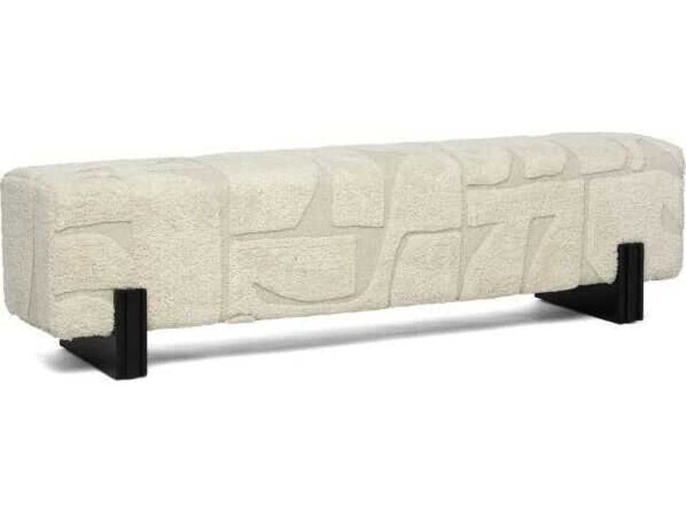 Connor Matte Black Terrain Beige Upholstered Accent Bench