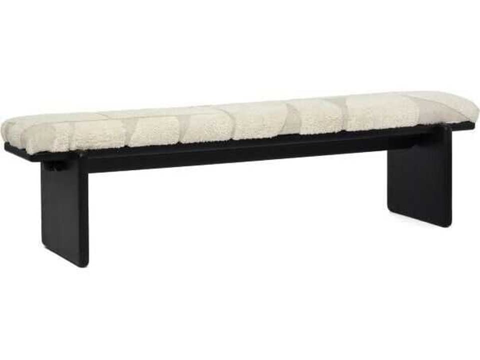 Collier Matte Black Terrain Beige Upholstered Accent Bench