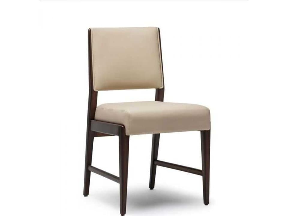 Ludlow Walnut Wood Brown Faux Leather Armless Dining Chair