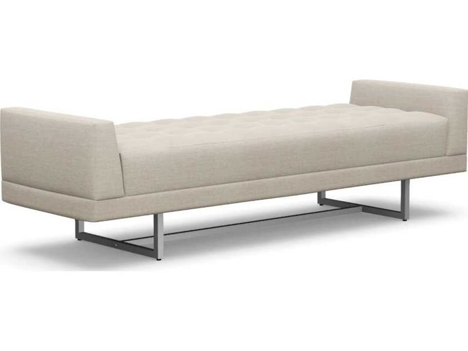 Luca Bluff Polished Nickel Beige Upholstered Accent Bench
