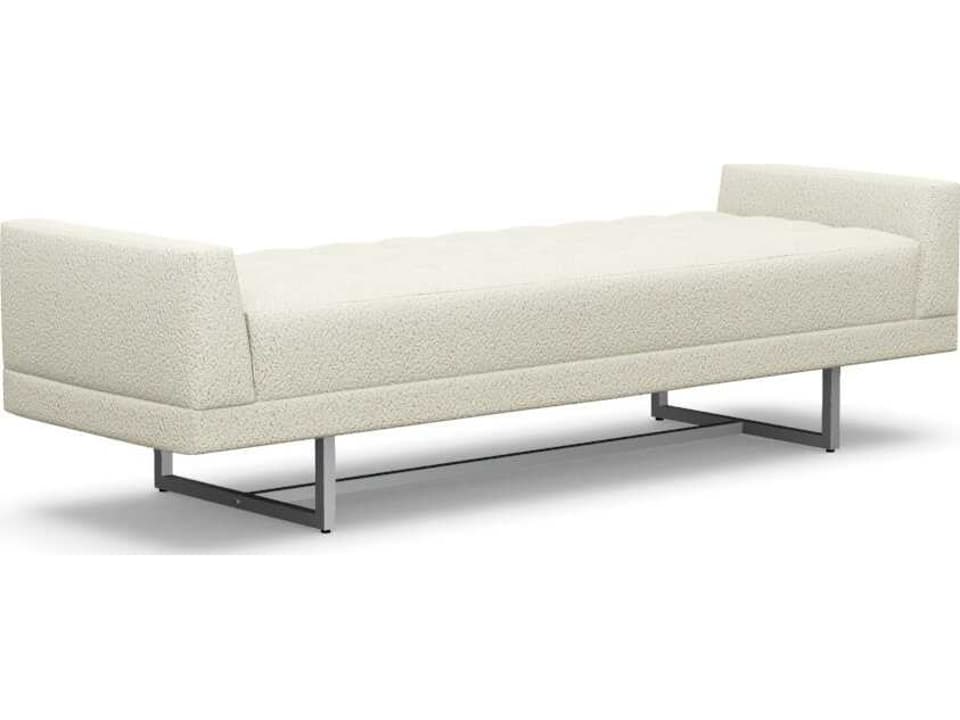 Luca Down Polished Nickel Cream Upholstered Accent Bench