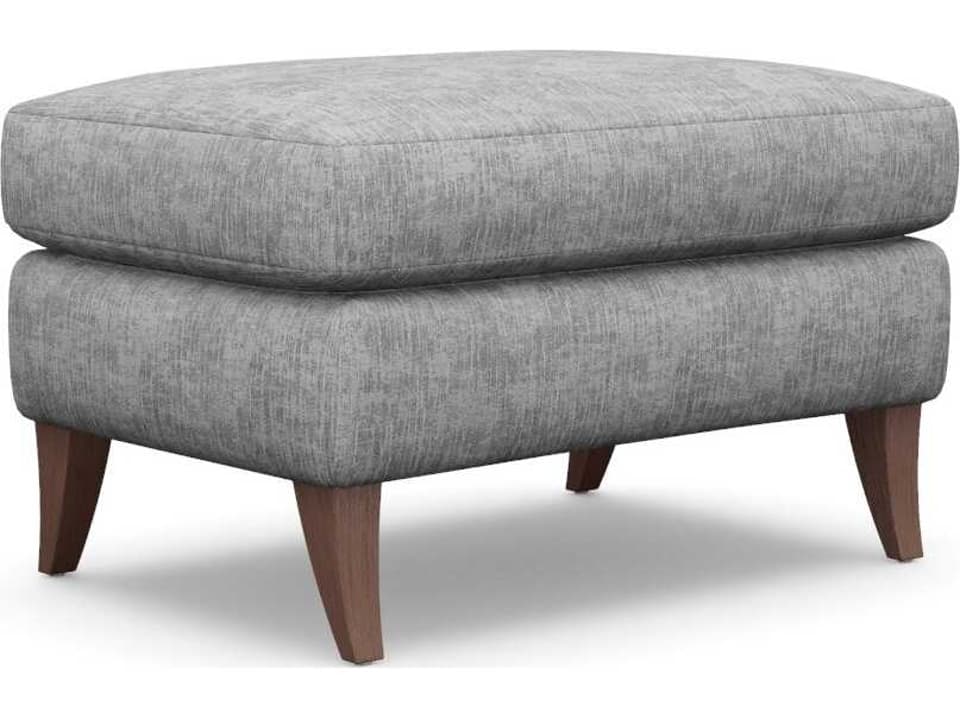 Kelsey Feather Walnut Gray Upholstered Ottoman