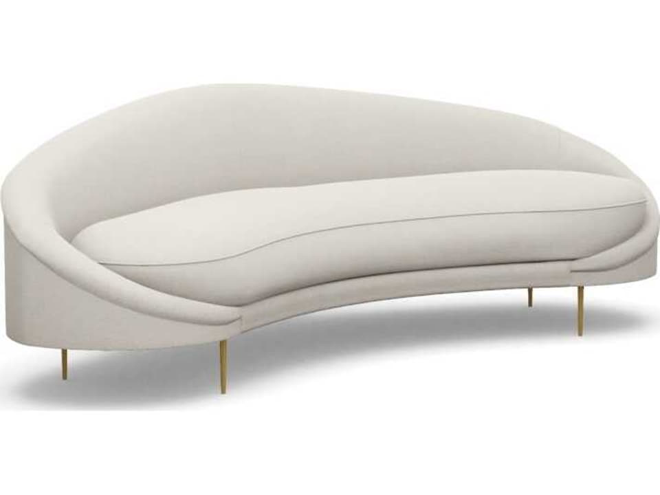 Ava Cameo Polished Brass Cream Upholstered Sofa