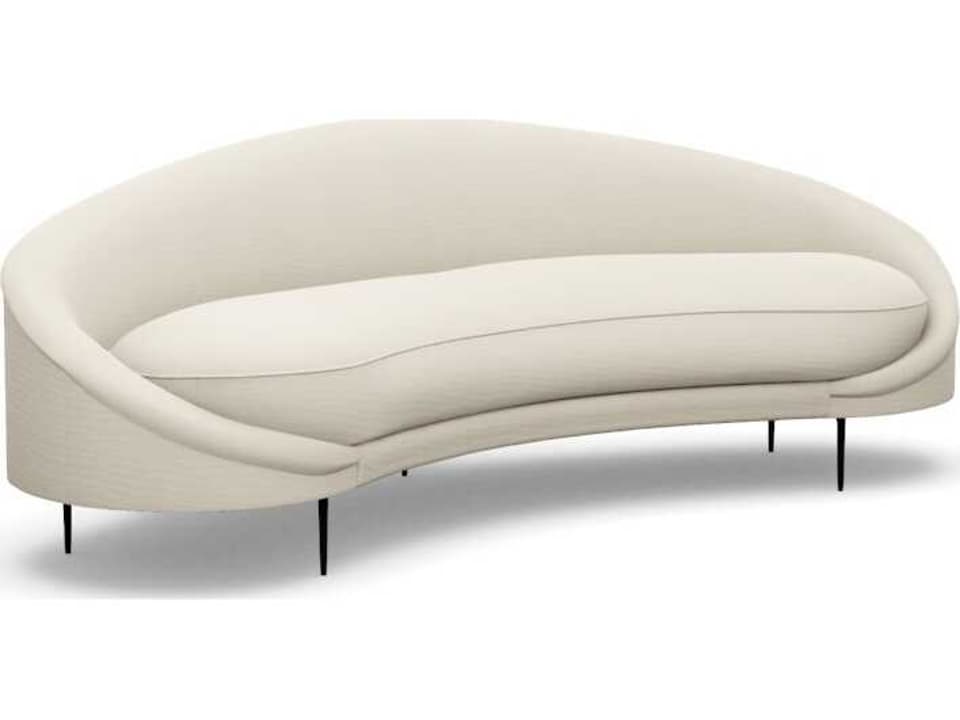 Ava Pearl Polished Brass White Upholstered Sofa