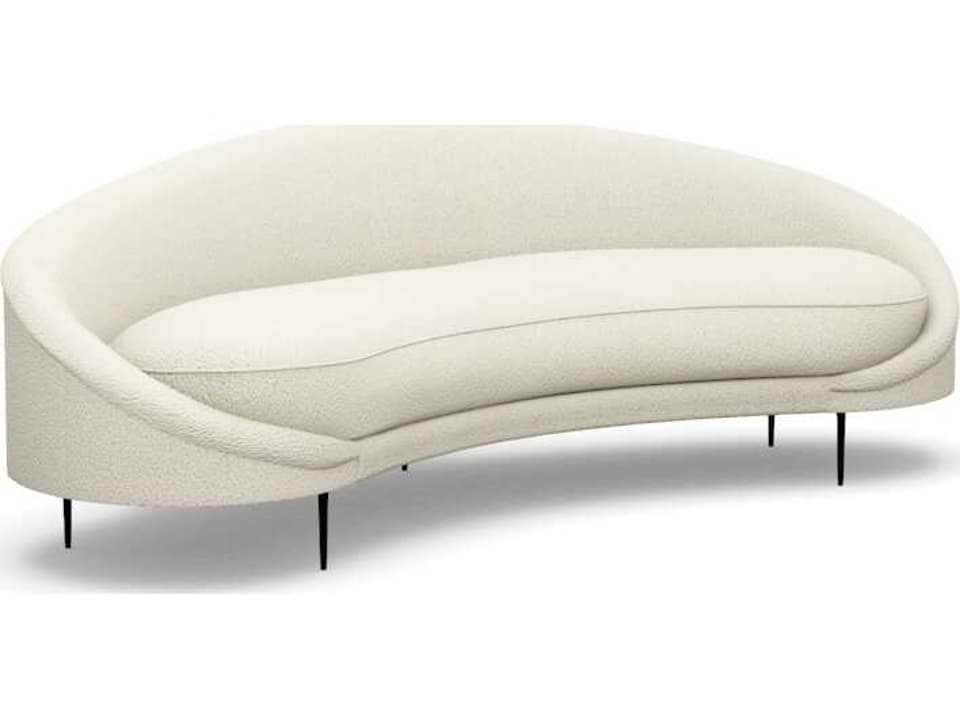 Ava Down Polished Nickel White Faux Leather Sofa