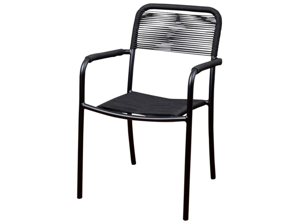 Atlantic Oosterdam 4 Piece Aluminum Rope Armchair Set in Black