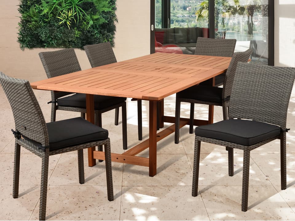 Amazonia Damian 7 Piece Rectangular Extendable Dining Set