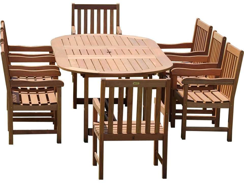 Amazonia Eucalyptus Grand Oval Extendable Deluxe Milano Outdoor Patio Dining Set