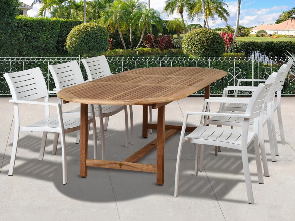 Amazonia Noordam 7 Piece Teak Oval Extendable Dining Set