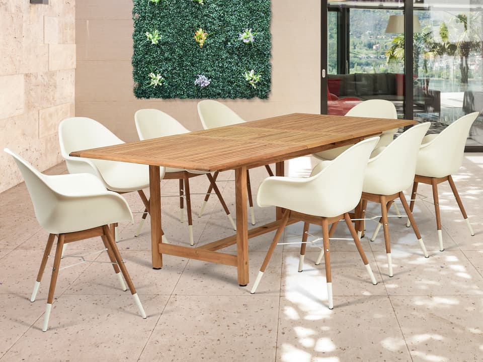 Amazonia Charlotte 9 Piece Teak Extendable Rectangular Dining Set