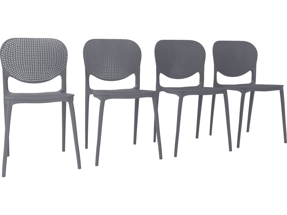 Amazonia Isa Gray Resin Armchair Set of 4