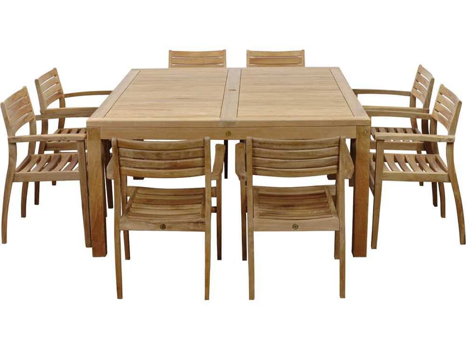 Amazonia Teak Square Nine Piece Victoria Patio Dining Set