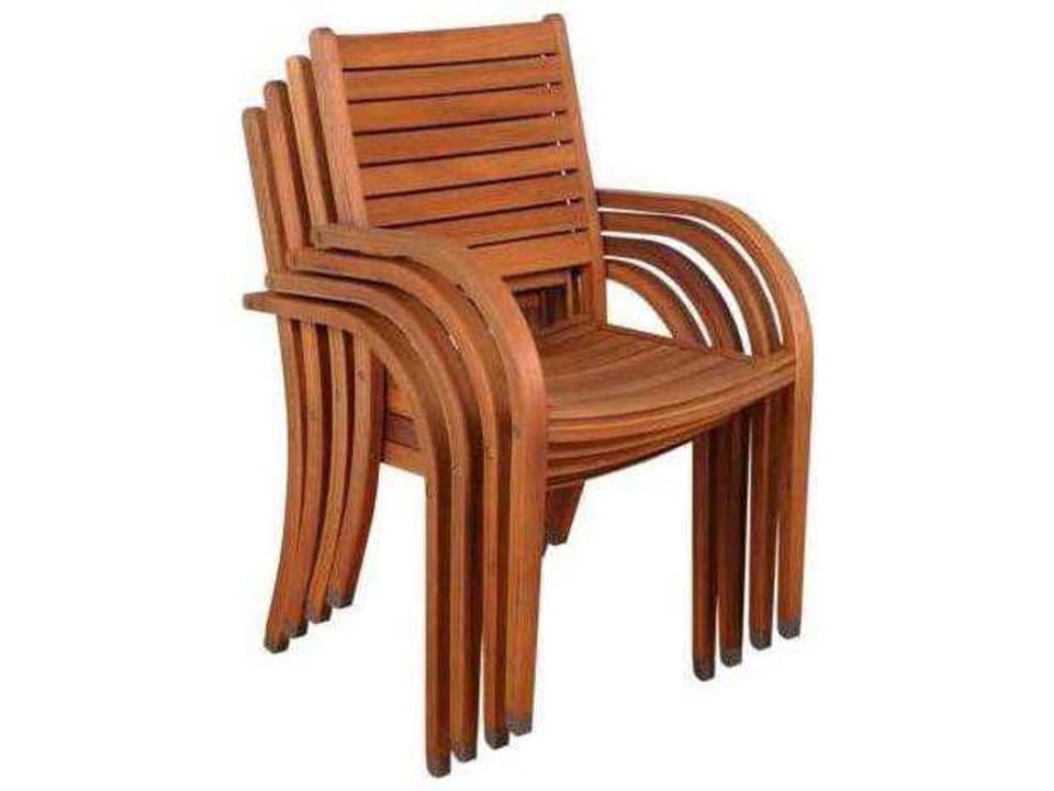 Amazonia Eucalyptus Arizona Outdoor Patio Dining Arm Chair Set of 4