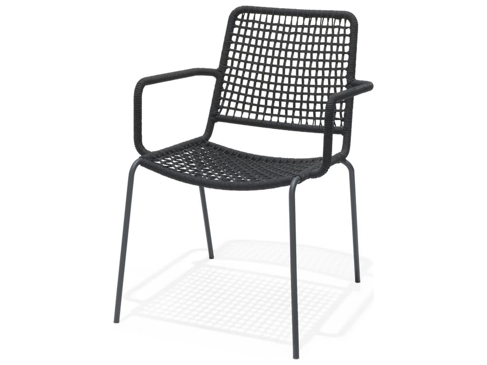 Amazonia Oberon Aluminum & Rope Chair with Grey Cushion Set of 4