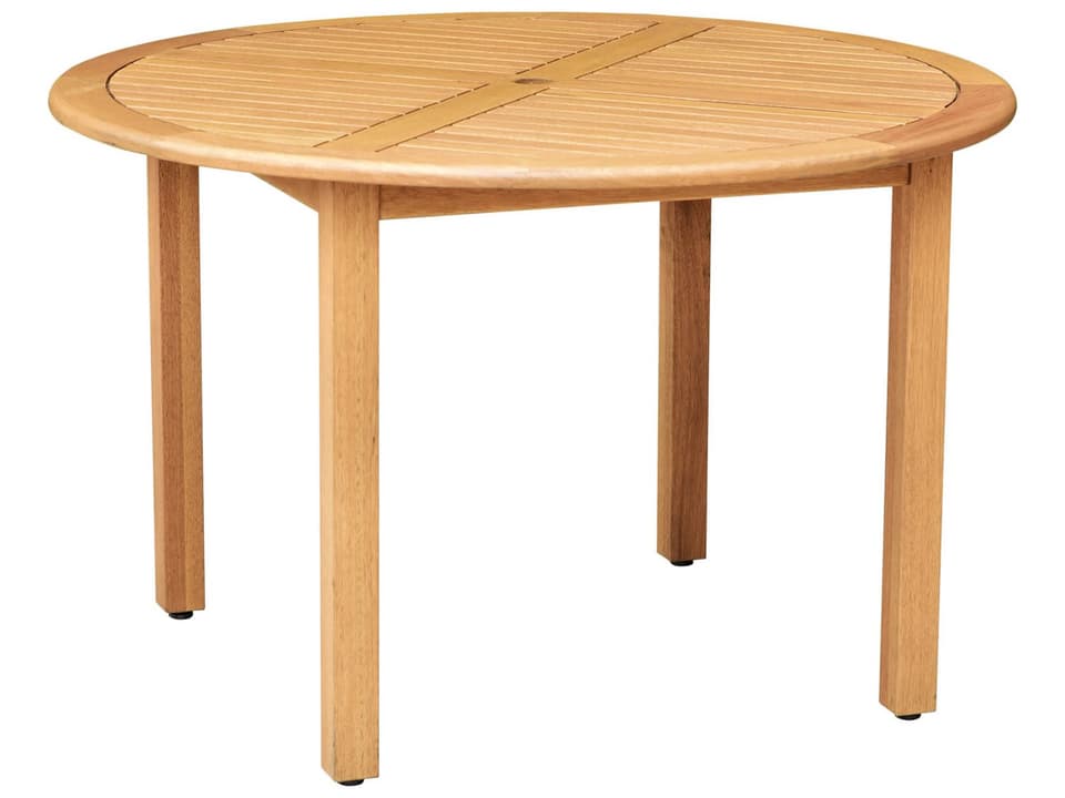Amazonia Austin Wood Round Outdoor Patio Dining Table with Umbrella Hole