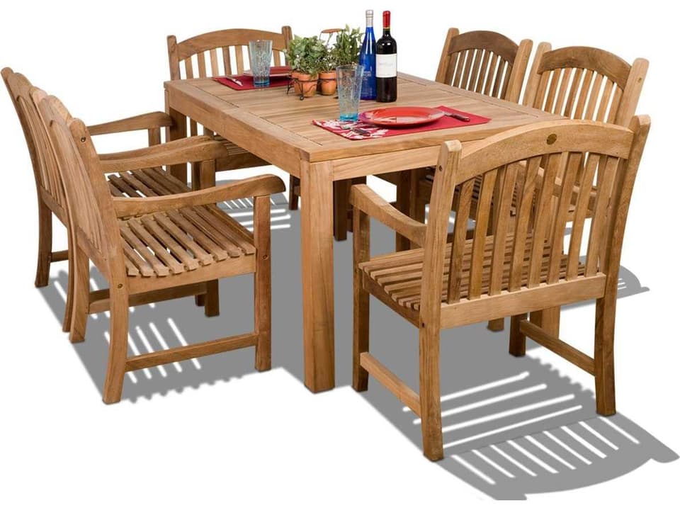 Amazonia Teak Rectangular Seven Piece Oslo Outdoor Patio Dining Set