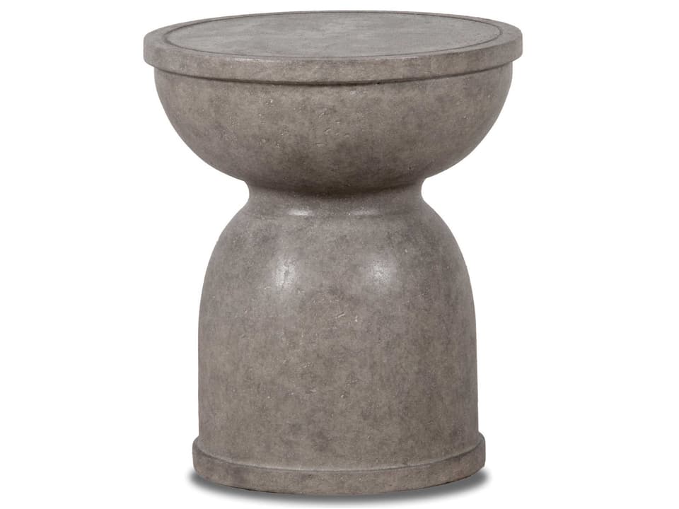 Portofino Round Concrete End Table in Light Grey