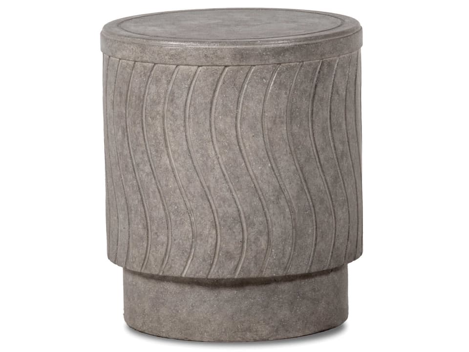 Martine Round Concrete End Table in Warm Gray Pebble