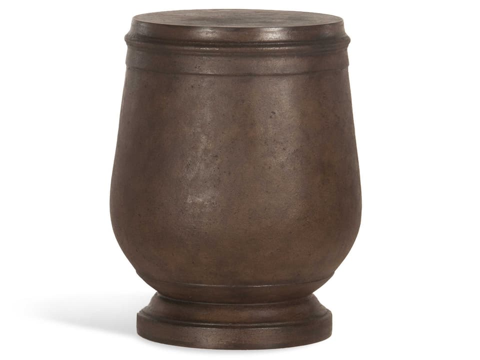 Hudson 32-Inch Round Mactan Stone and Resin End Table in Cappuccino
