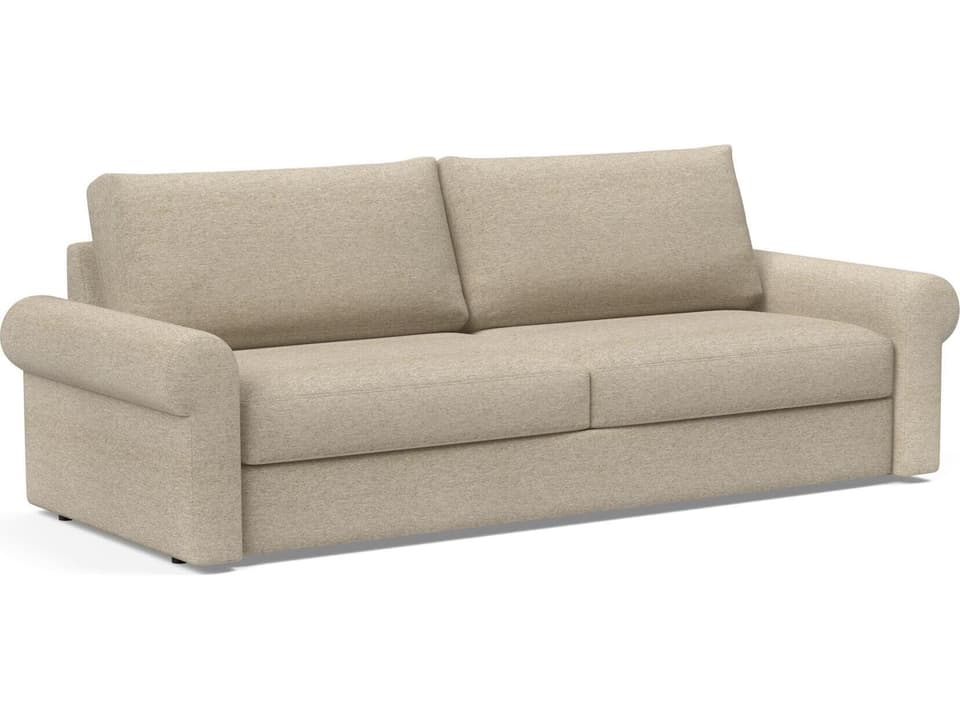 Halifax Antique Matte Black Beige Upholstered Sofa Bed