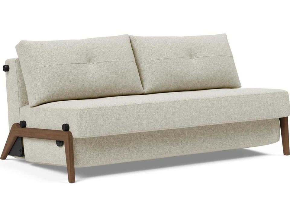 Cubed Queen Sleeper Sofa with Dark Wood Legs