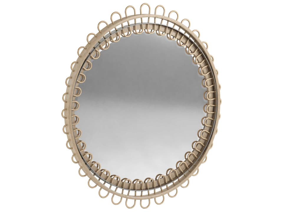 Water Vorticity Oval Wall Mirror Natural Rattan Frame