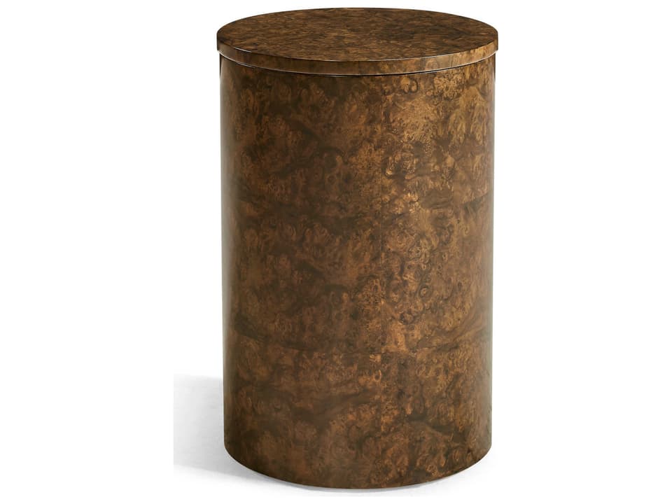 Jacques Round Walnut Burl End Table with Swivel Top