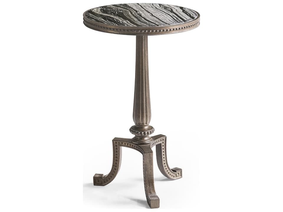 Winslow Round Marble End Table in Grayed Patina