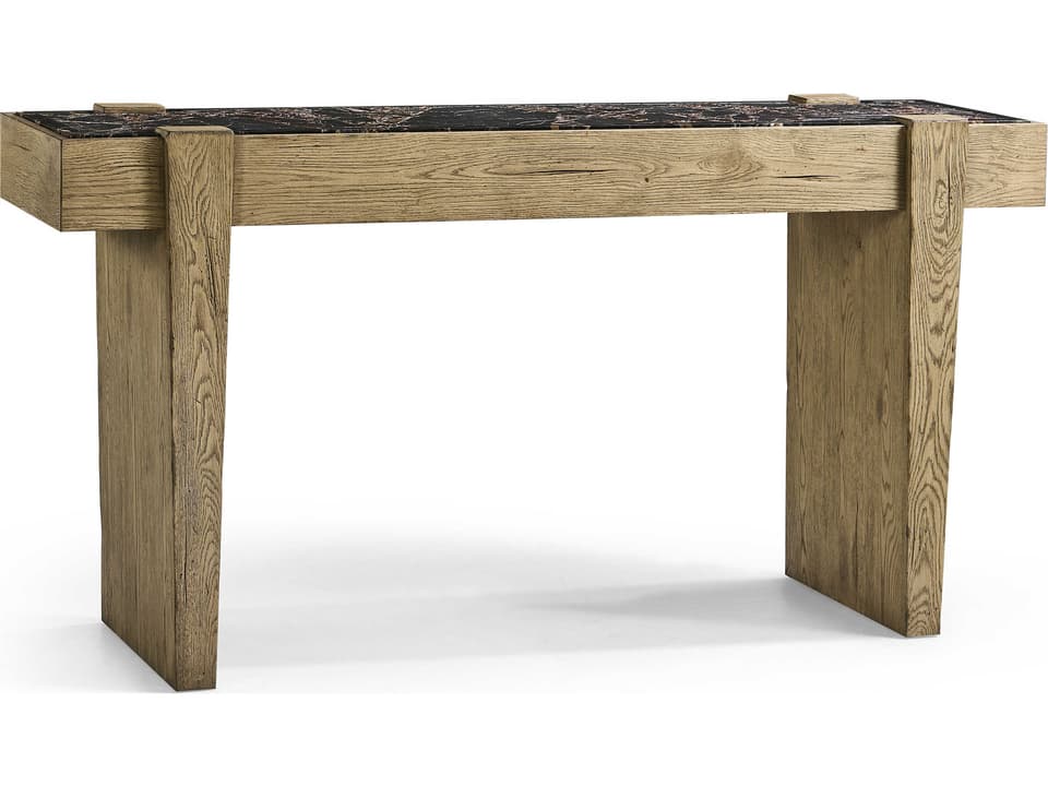 Echo Canyon Rectangular Marble Console Table in Faded Oak