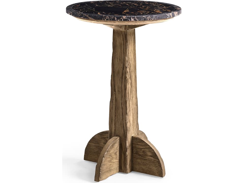 Echo Canyon Round Marble Faded Oak End Table
