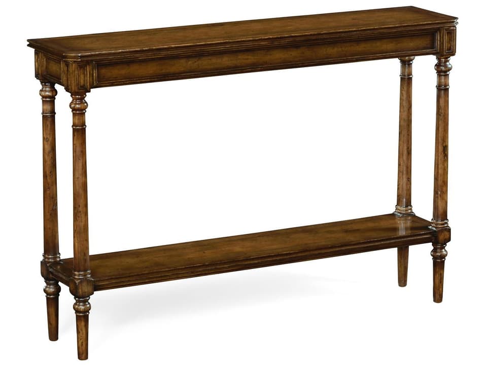 JC Traditional Narrow Walnut Console Table with Under Tier